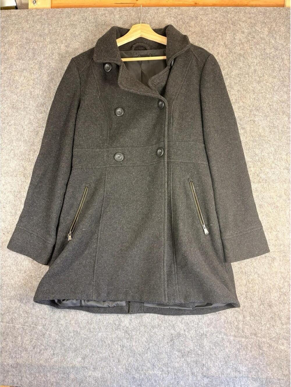 prAna Women's Black Full Zip Button Front Trench Coat Size M